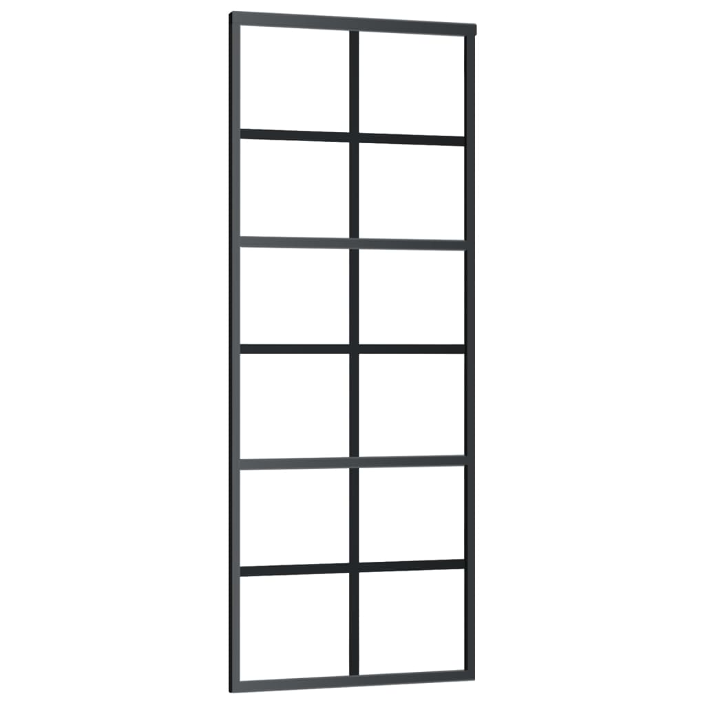 vidaXL Плъзгаща врата, ESG стъкло и алуминий, 76x205 см, черна