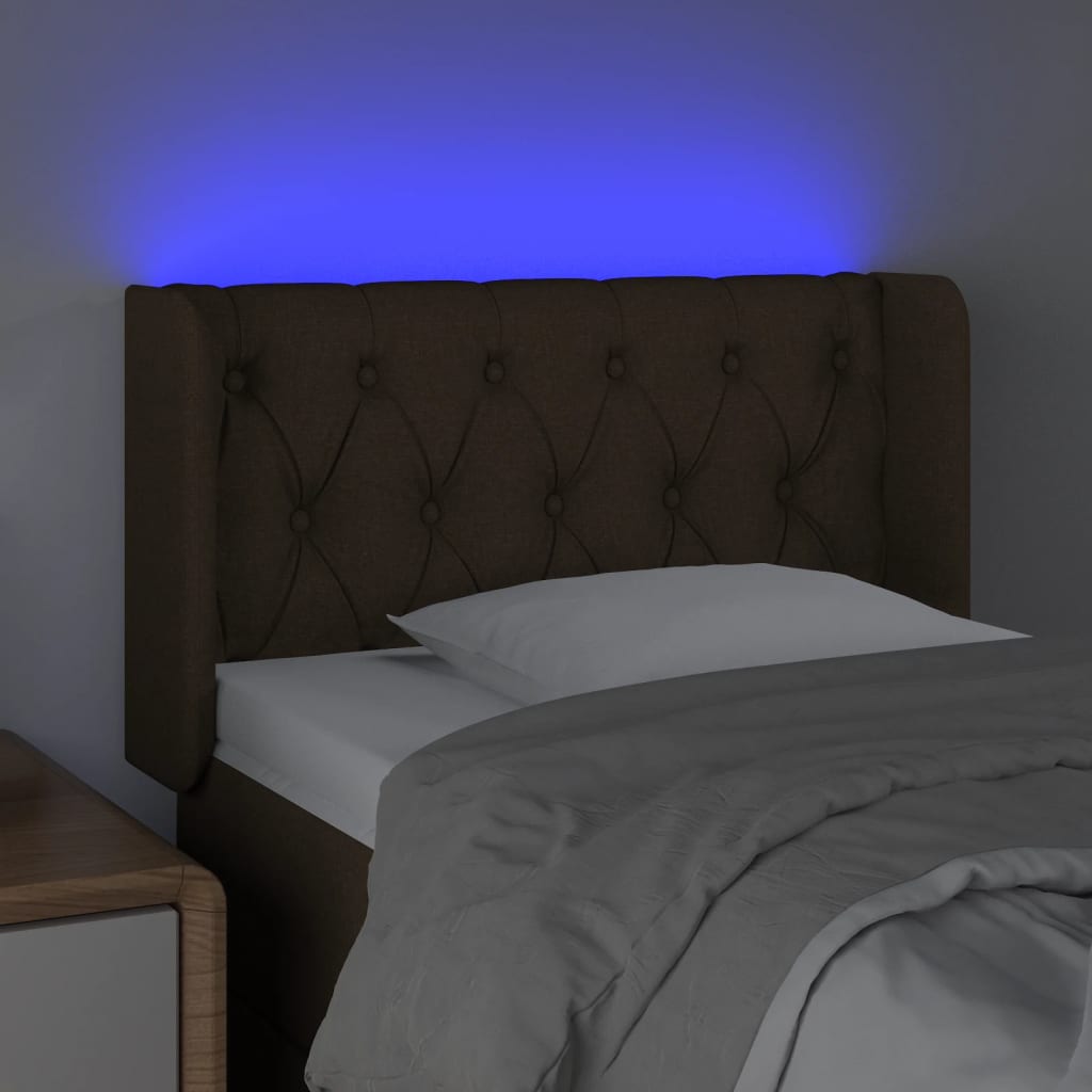 vidaXL LED горна табла за легло, черна, 83x16x78/88 см, плат
