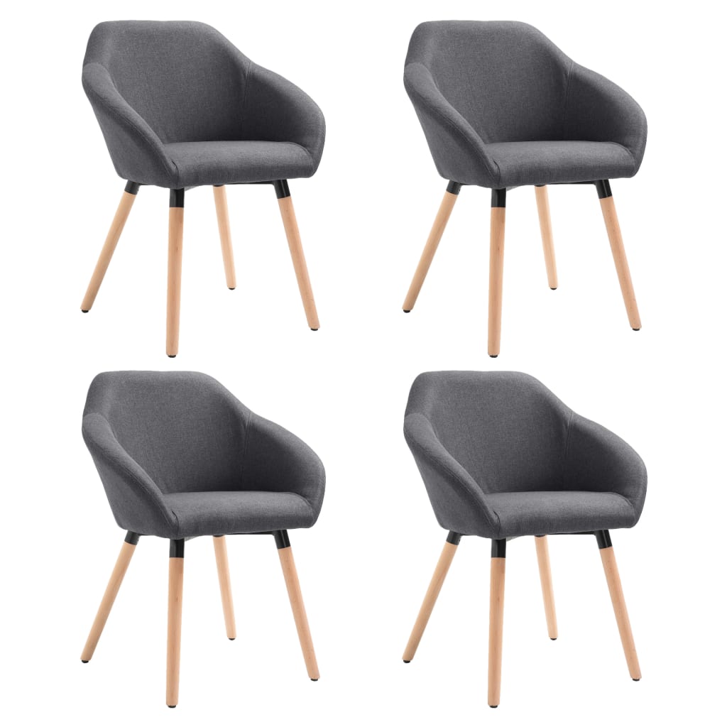 vidaXL Трапезни столове, 4 бр, тъмносиви, плат