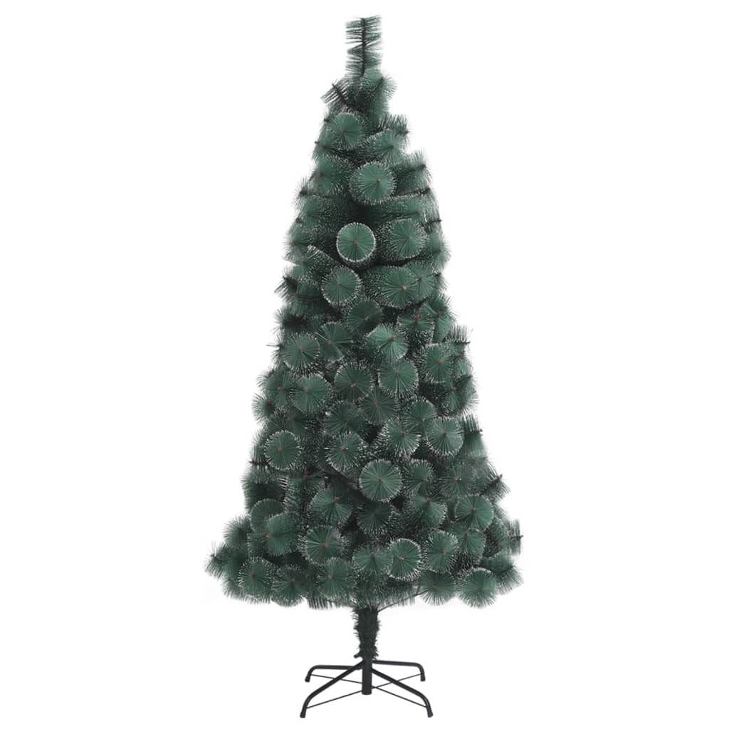 vidaXL Изкуствена коледна елха, LED и топки, зелена, 120 см, PVC и PE