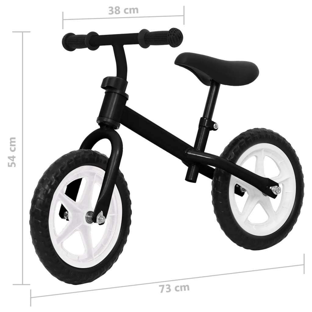 vidaXL Детски велосипед за балансиране, гуми 11 цола, черен