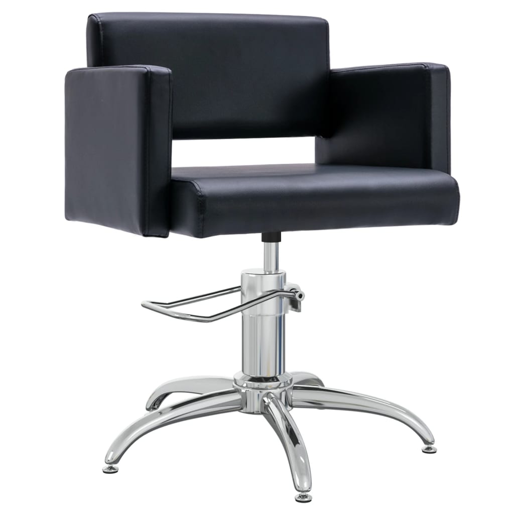 vidaXL Стол за фризьорски салон, черен, изкуствена кожа