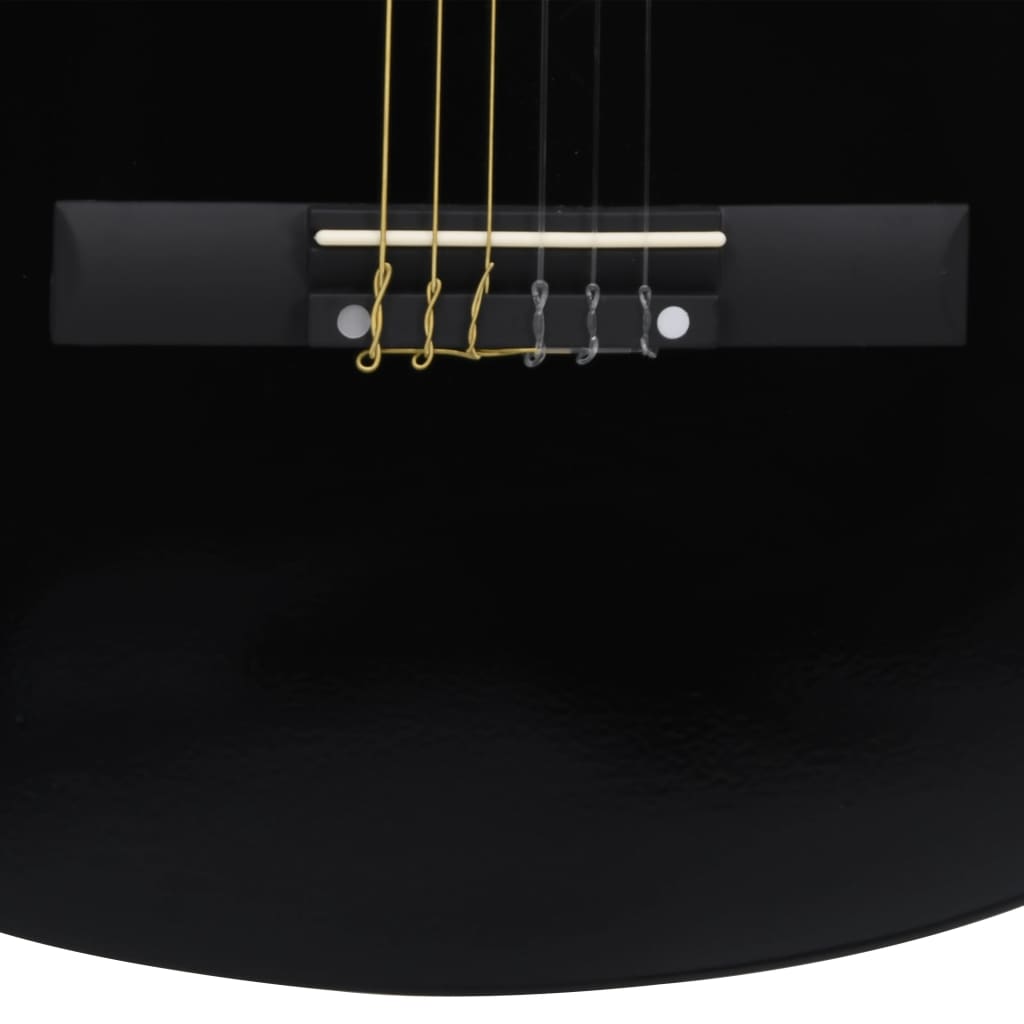 vidaXL Комплект класическа китара за начинаещи 8 части черен 3/4 36"