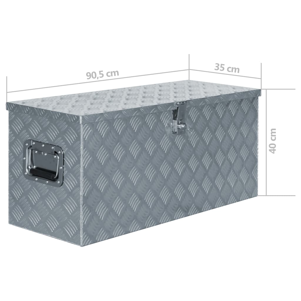 vidaXL Алуминиева кутия, 90,5x35x40 см, сребриста