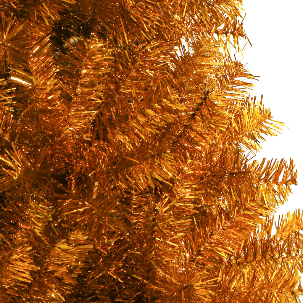 vidaXL Изкуствена коледна елха със стойка, златна, 150 см, PET