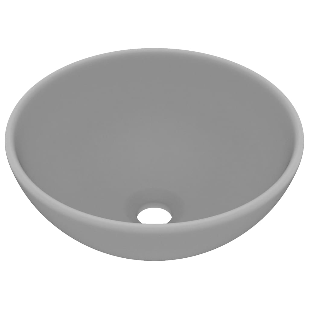 vidaXL Мивка за баня лукс кръгла светлосив мат 32,5x14 см керамика