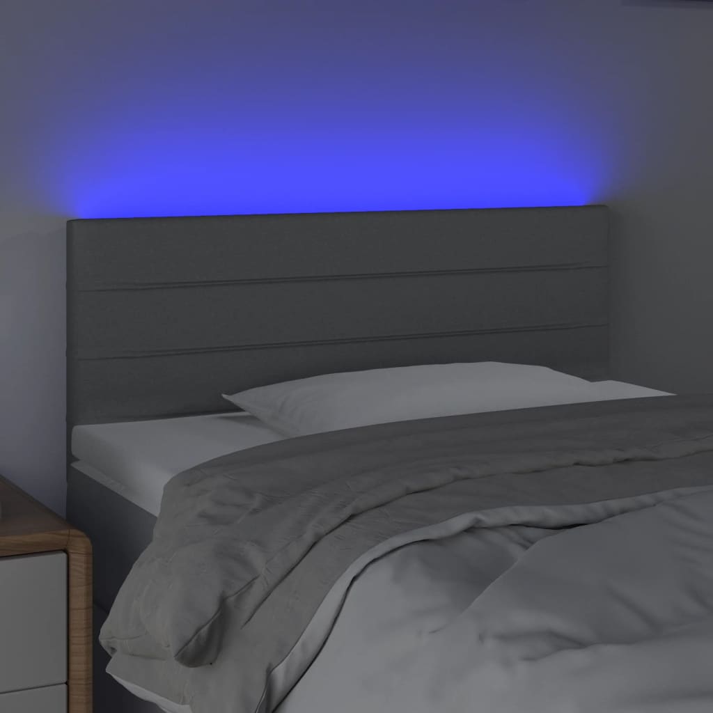 vidaXL LED горна табла за легло, светлосива, 90x5x78/88 см, плат