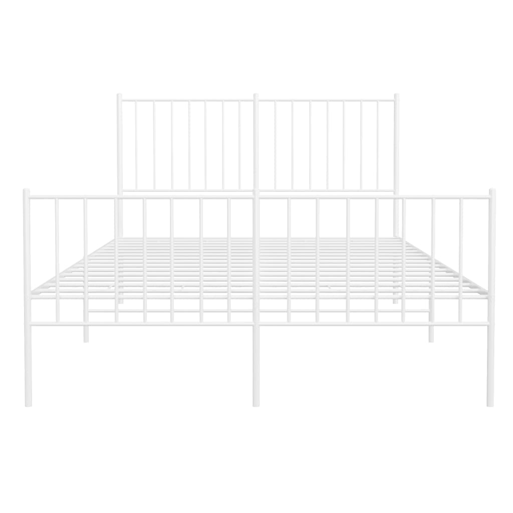 vidaXL Метална рамка за легло с горна и долна табла, бяла, 120x190 см