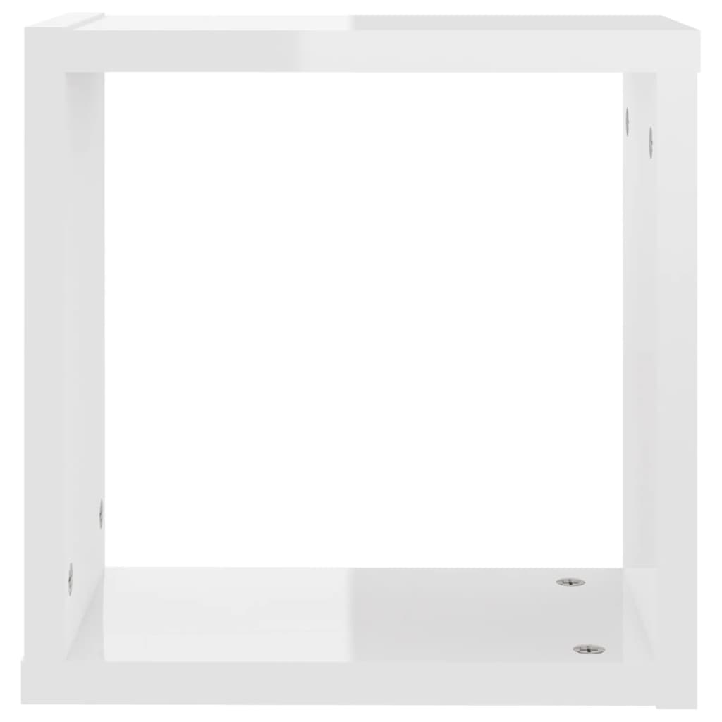 vidaXL Стенни кубични рафтове, 2 бр, бял гланц, 30x15x30 см