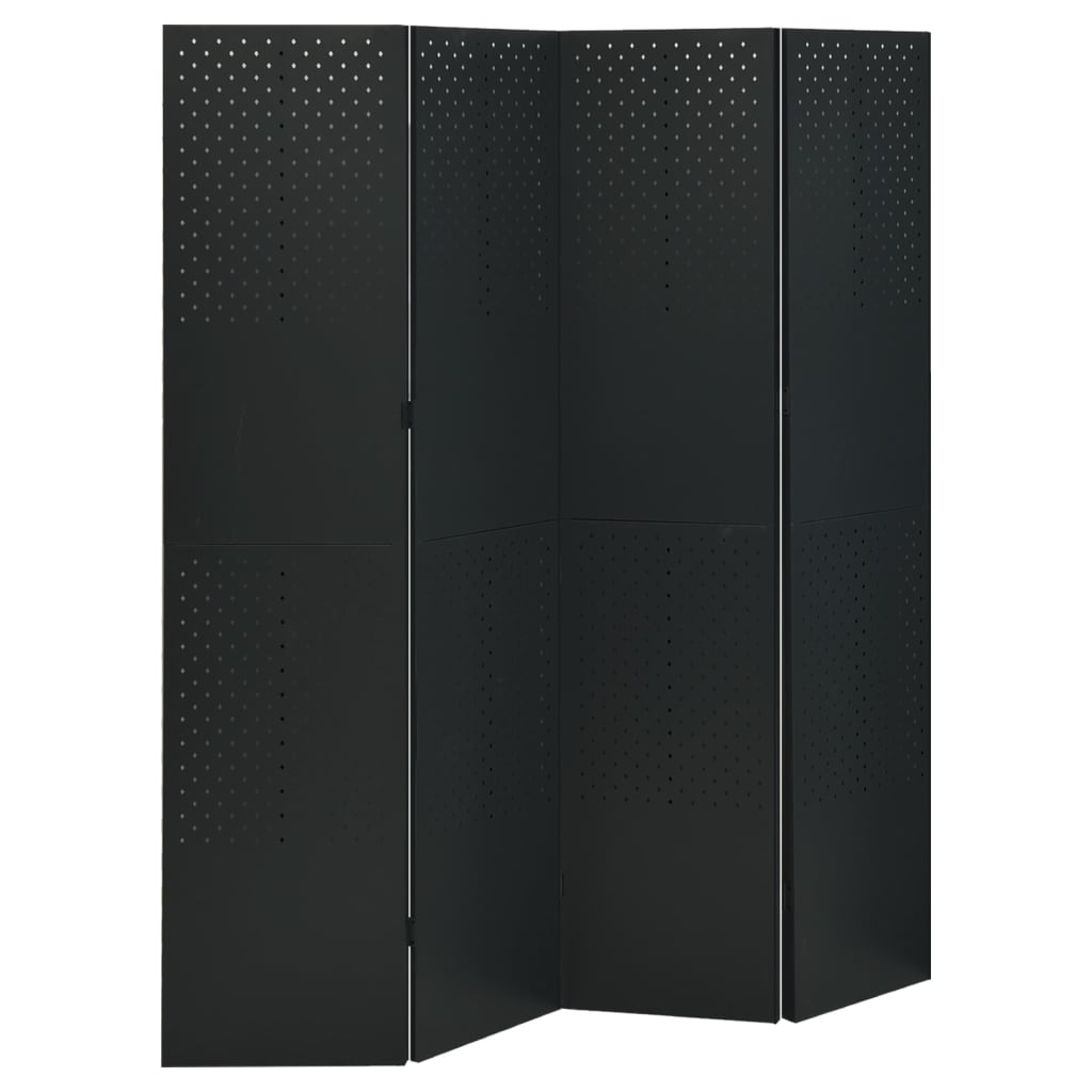 vidaXL 4-панелни паравани за стая, 2 бр, черни, 160x180 см, стомана