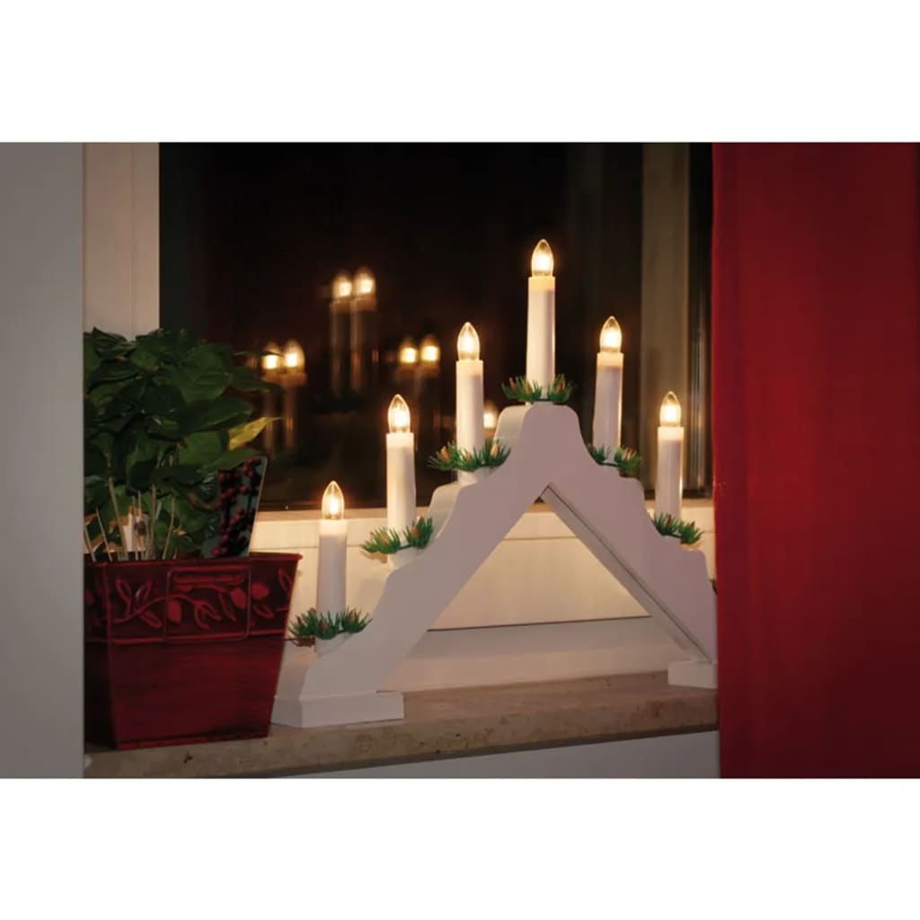 Ambiance Коледен свещник със 7 LED, бял