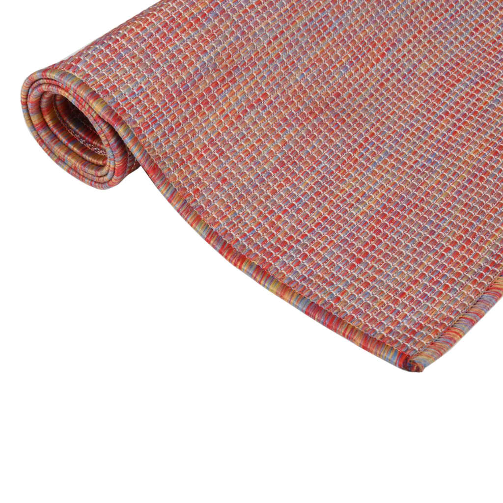 vidaXL Градински плоскотъкан килим, 100x200 см, червен