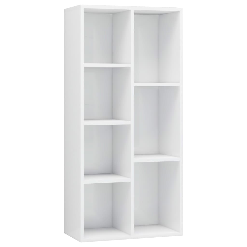 vidaXL Шкаф библиотека, бял гланц, 50x25x106 см, ПДЧ