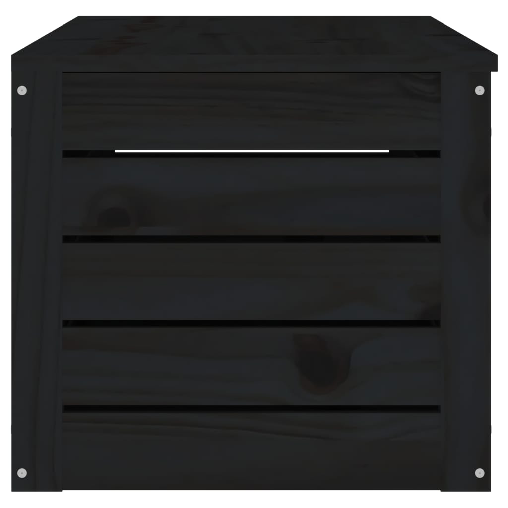 vidaXL Кутия за съхранение, черна, 109x36,5x33 см, борово дърво масив