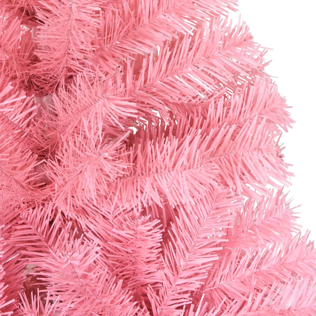 vidaXL Изкуствена коледна елха със стойка, розова, 240 см, PVC