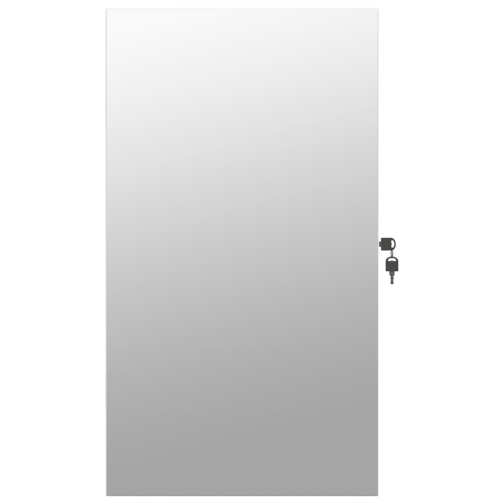 vidaXL Огледален шкаф за бижута с LED осветление, стенен монтаж, бял