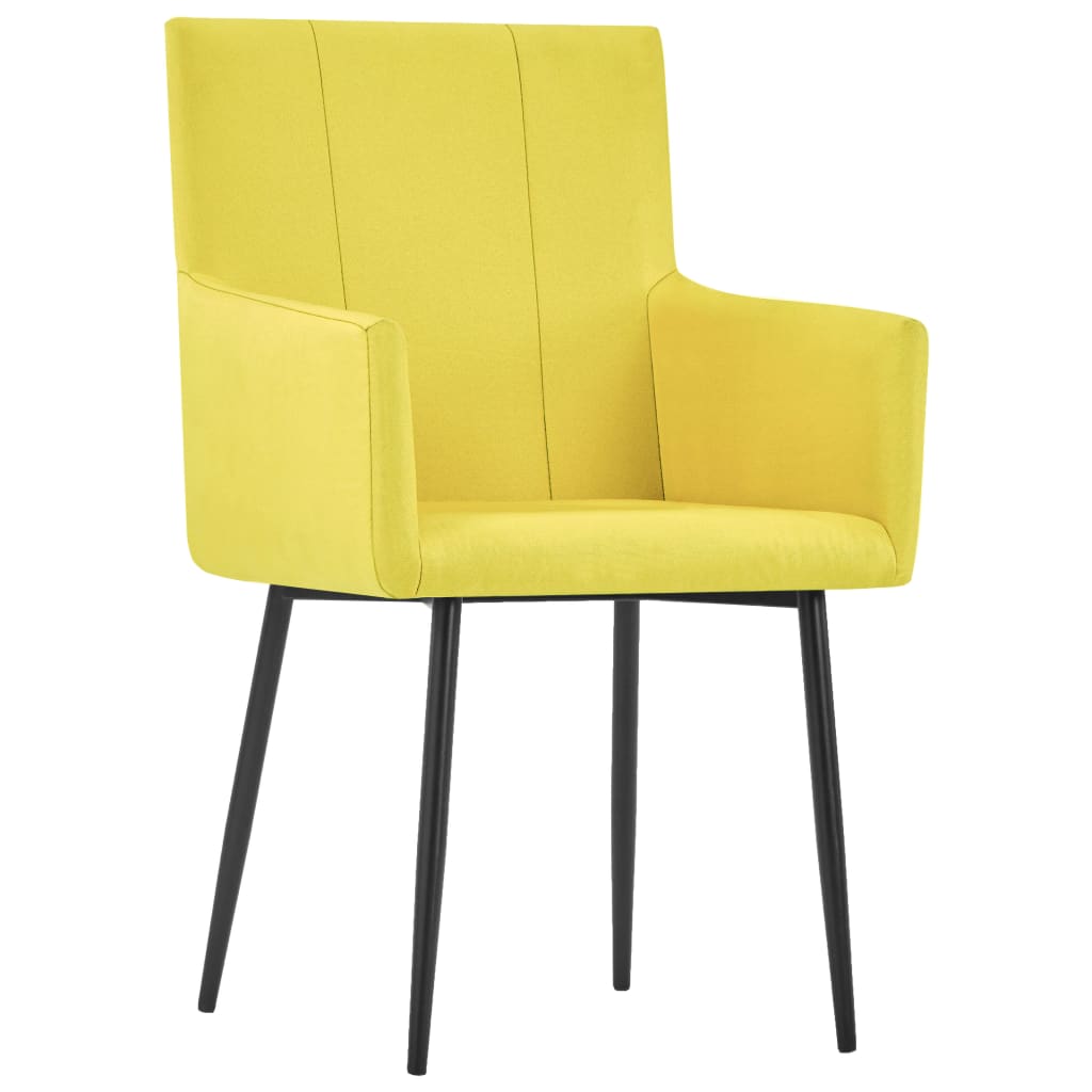vidaXL Трапезни столове с подлакътници, 6 бр, жълти, текстил