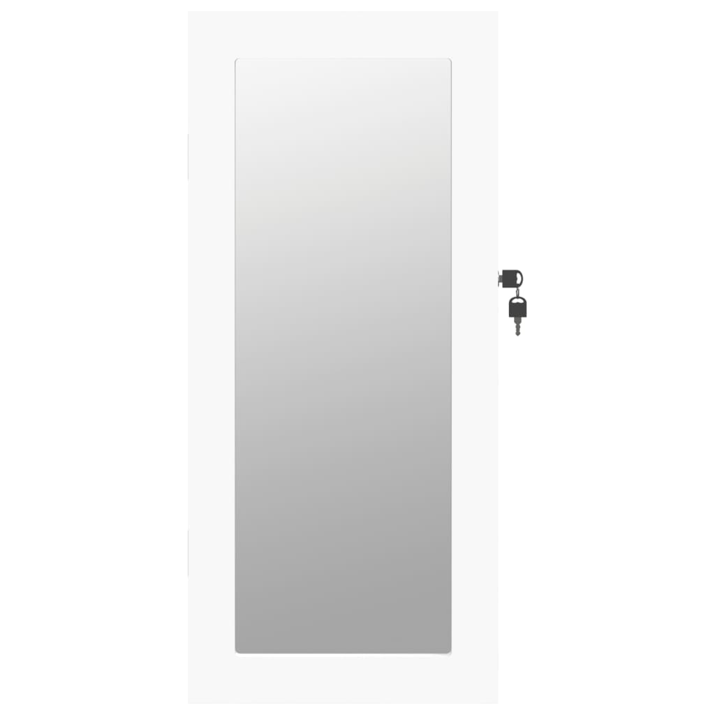 vidaXL Огледален шкаф за бижута, стенен монтаж, бял, 30x8,5x67 см