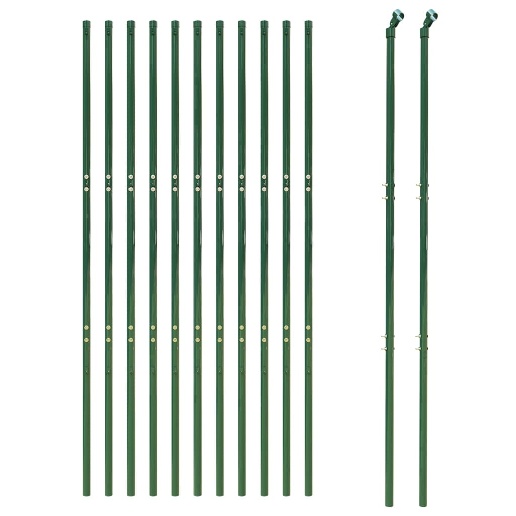 vidaXL Плетена оградна мрежа, зелена, 1,6x25 м