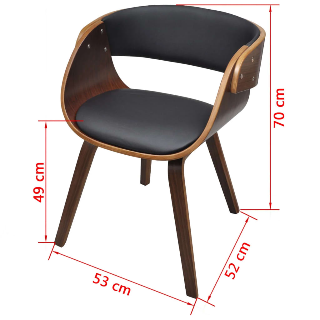 vidaXL Трапезен стол, извито дърво и изкуствена кожа