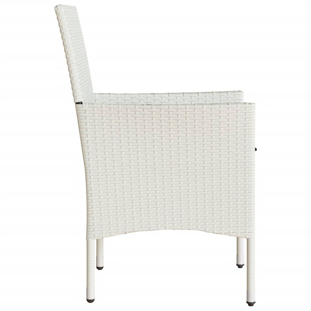 vidaXL Градински столове с възглавници, 2 бр, полиратан, бели