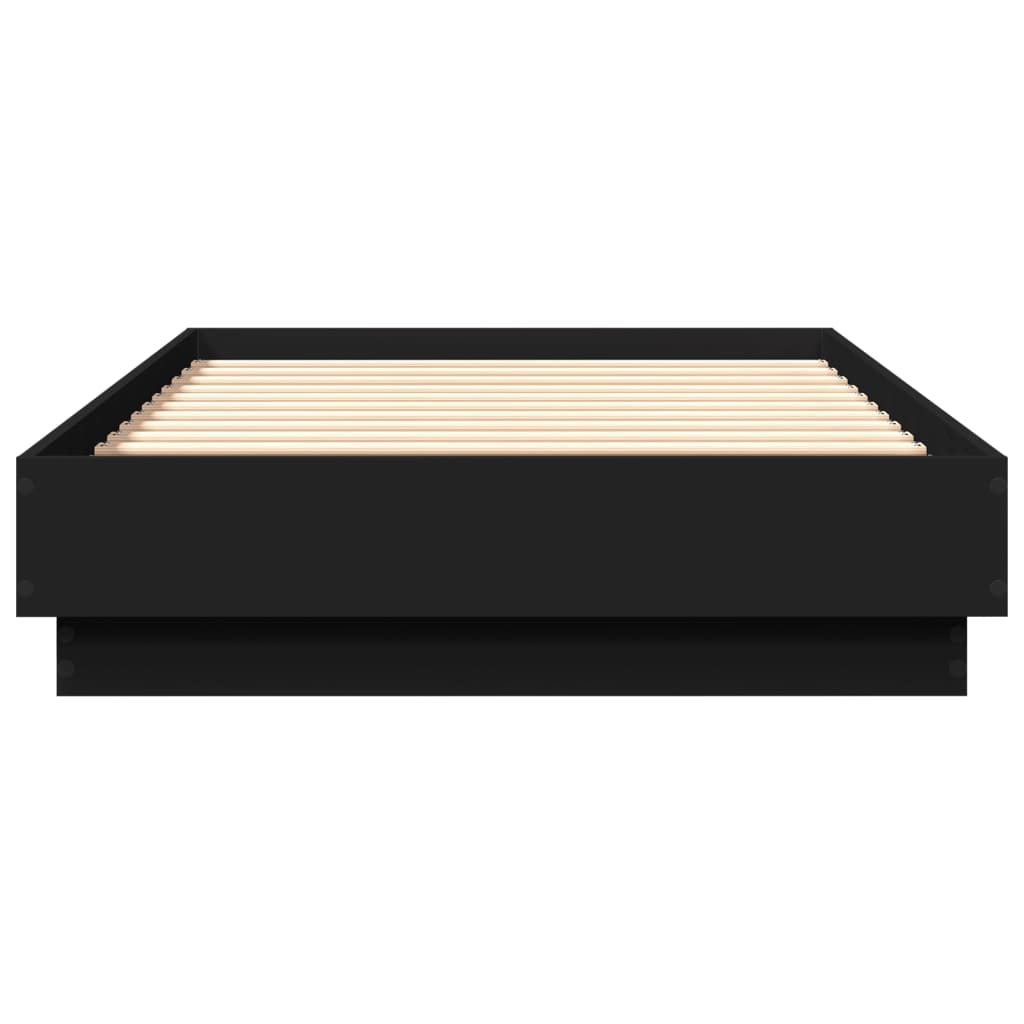 vidaXL Рамка за легло, черна, 90x190 см, инженерно дърво