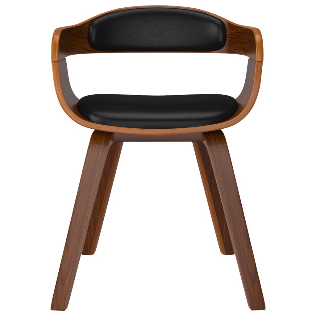 vidaXL Трапезен стол, черен, извито дърво и изкуствена кожа