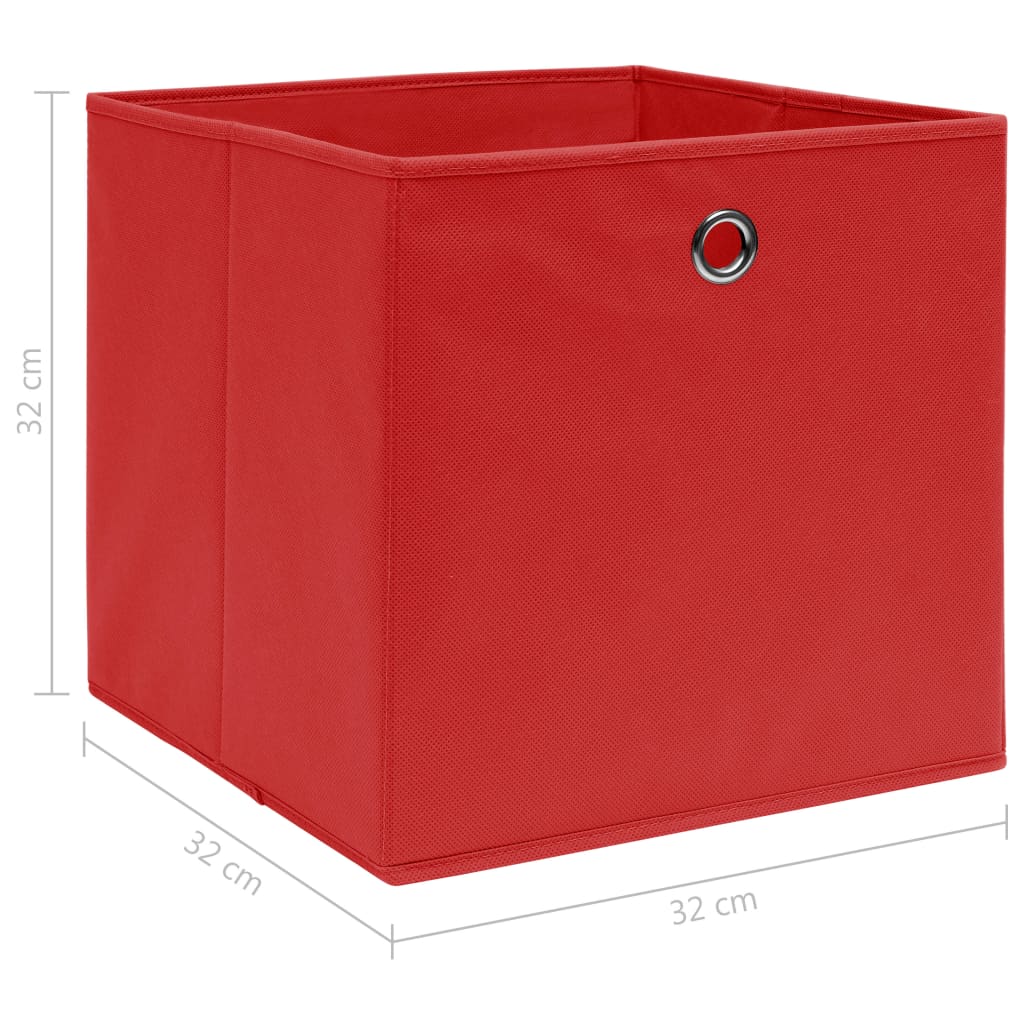 vidaXL Кутии за съхранение 4 бр червени 32x32x32 см плат