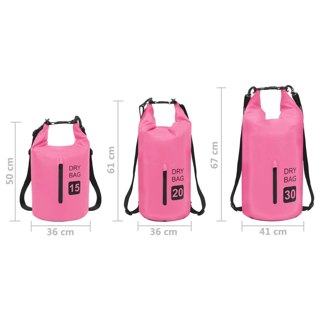 vidaXL Суха торба с цип, розова, 20 л, PVC