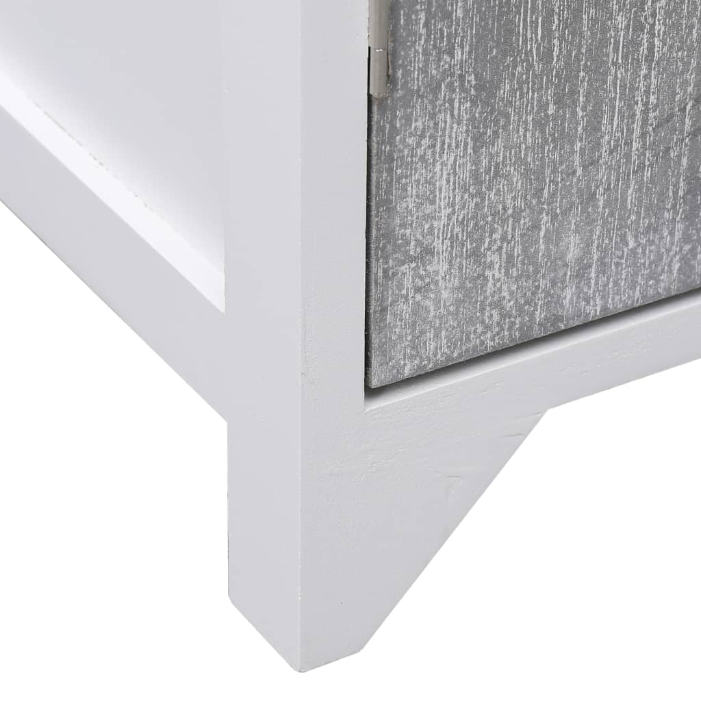 vidaXL Шкаф за баня, бяло и сиво, 46x24x116 см, дърво пауловния
