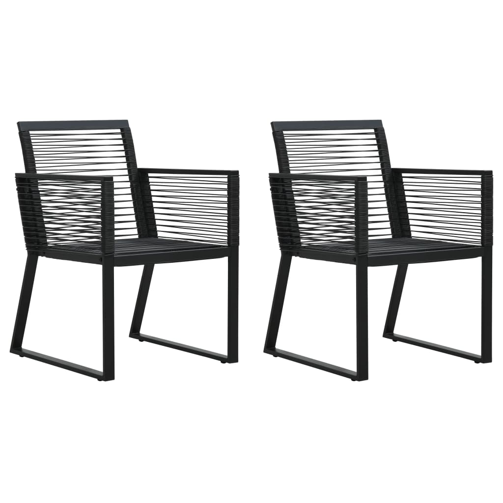 vidaXL Градински столове, 2 бр, черни, PVC ратан