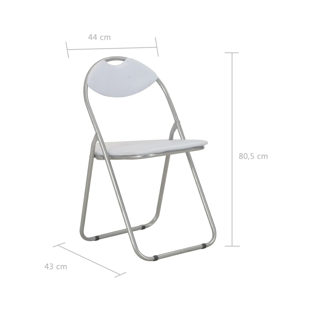 vidaXL Сгъваеми трапезни столове, 2 бр, бели, изкуствена кожа