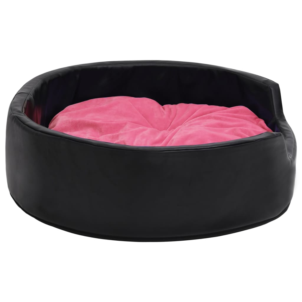 vidaXL Кучешко легло черно и розово 99x89x21 см плюш и изкуствена кожа