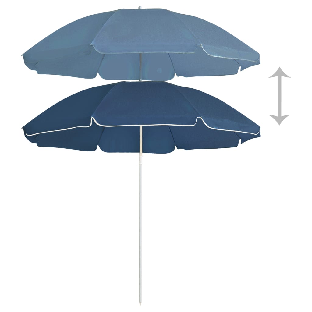 vidaXL Градински чадър със стоманен прът, син, 180 см