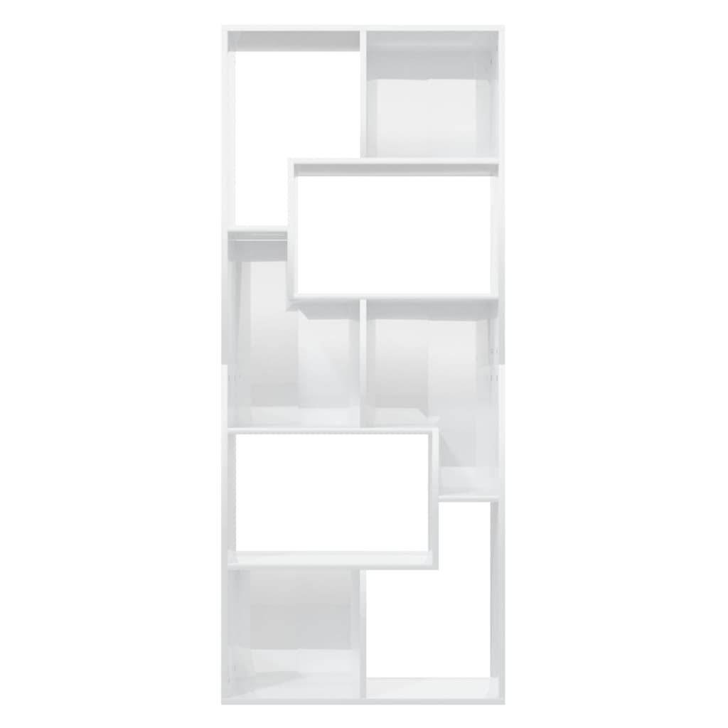 vidaXL Шкаф библиотека, бял гланц, 67x24x161 см, ПДЧ