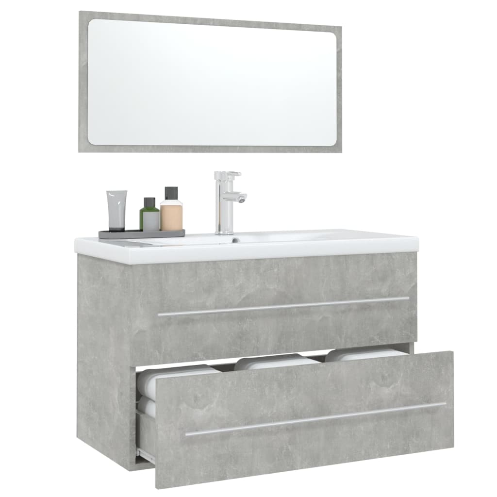 vidaXL Комплект мебели за баня от 3 части , бетонно сиви