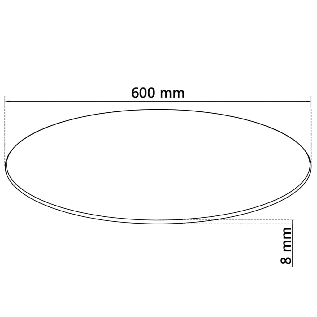 vidaXL Темпериран стъклен плот за кръгла маса, 600 мм