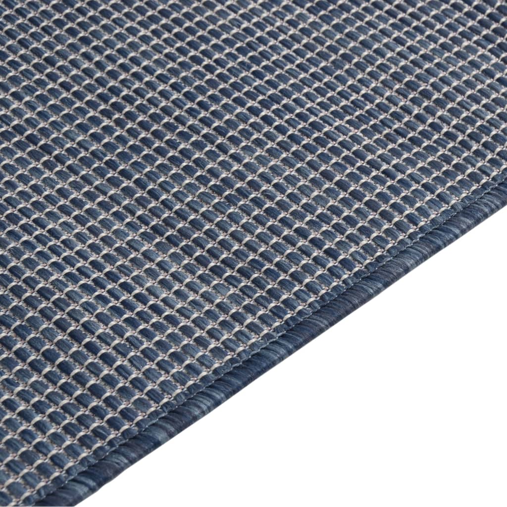 vidaXL Градински плоскотъкан килим, 160x230 см, син