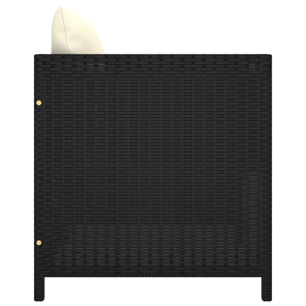 vidaXL Градински комплект с възглавници, 12 части, черен полиратан
