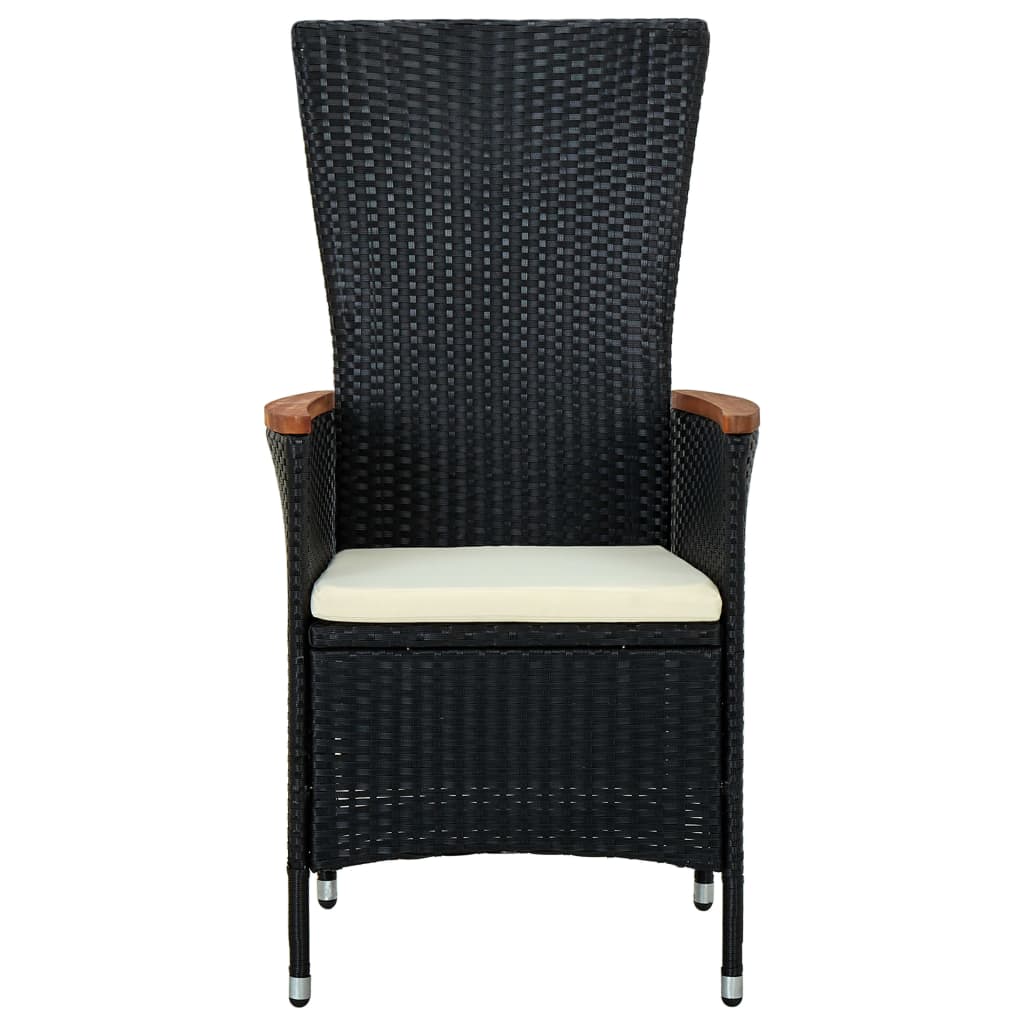 vidaXL Външни столове с възглавници, 2 бр, черен полиратан