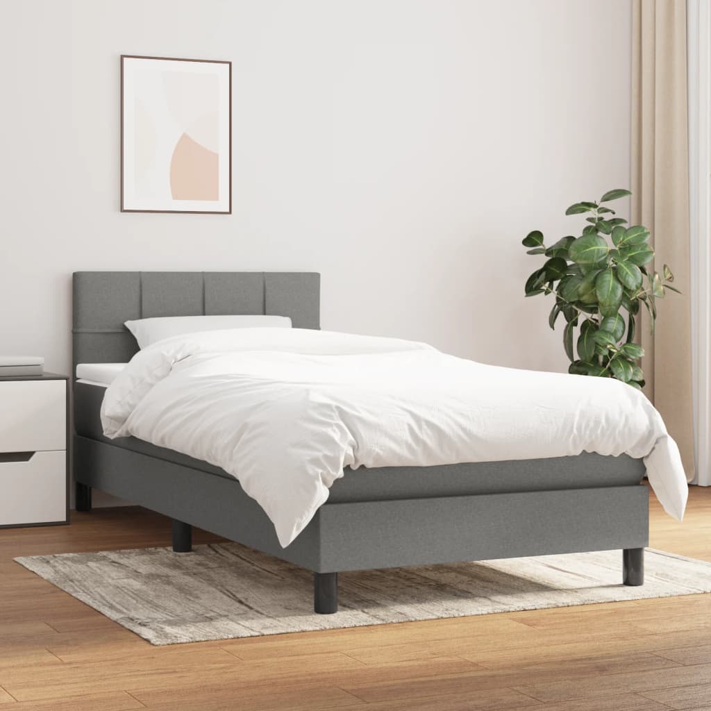 vidaXL Боксспринг легло с матрак, тъмносив, 80x200 см, плат