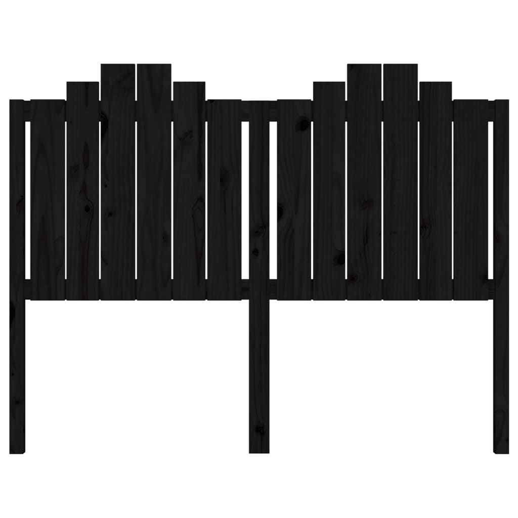 vidaXL Горна табла за легло, черна, 141x4x110 см, бор масив