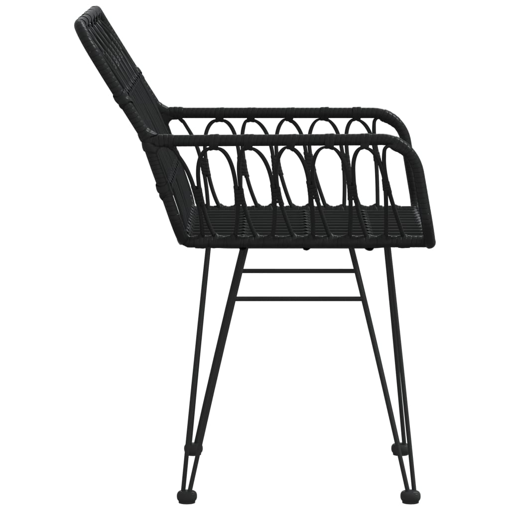 vidaXL Градински столове 2 бр с подлакътник черни 56x64x80 см PE ратан