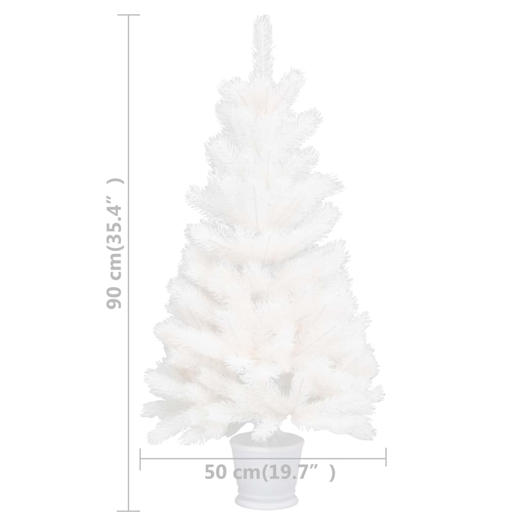 vidaXL Изкуствено коледно дърво, реалистични иглички, бяло, 90 см