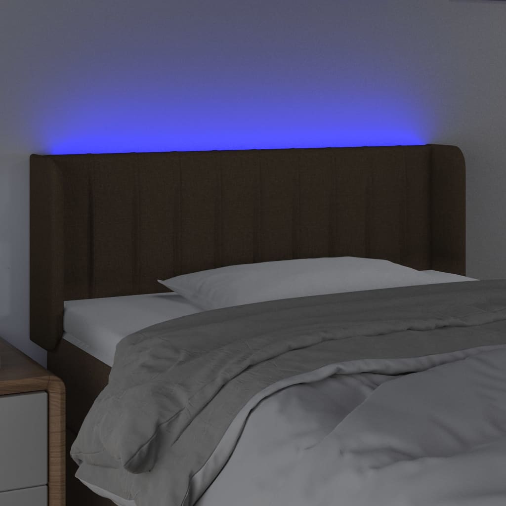 vidaXL LED Горна табла за легло, тъмнокафява, 83x16x78/88 см, плат