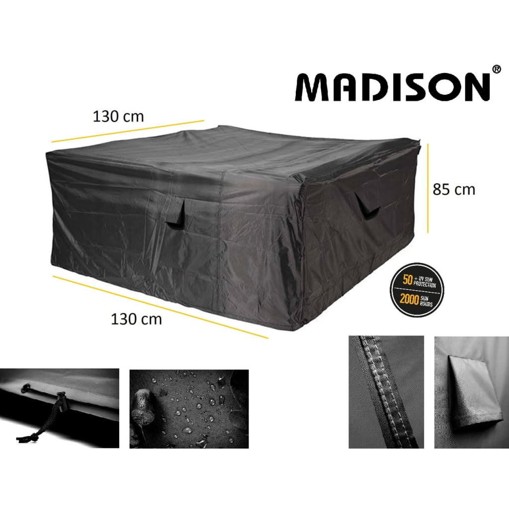 Madison Покривало за градински мебели, 130x130x85 см, сиво