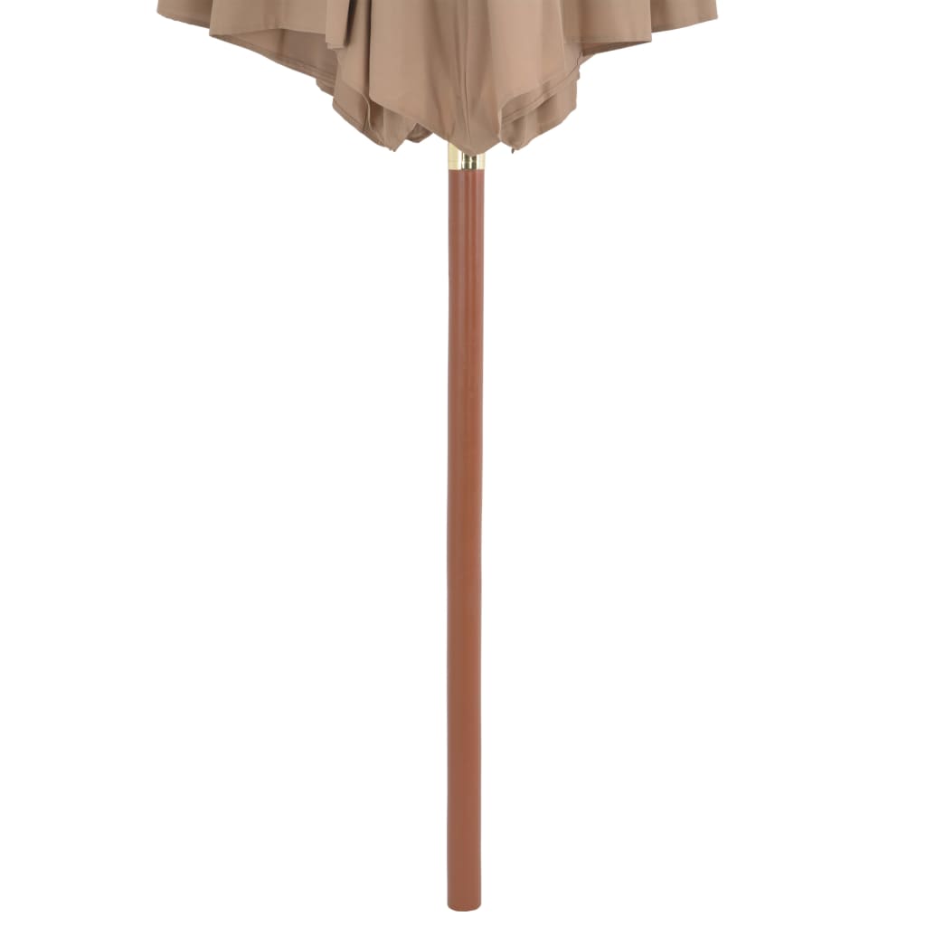 vidaXL Градински чадър с дървен прът, 300 см, таупе