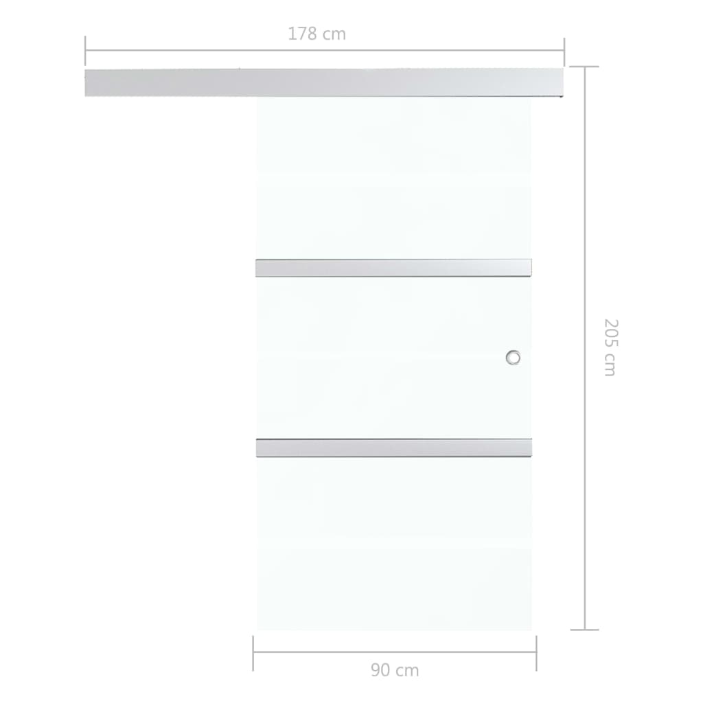 vidaXL Плъзгаща врата с меки стопери, ESG стъкло и алуминий, 90x205 см
