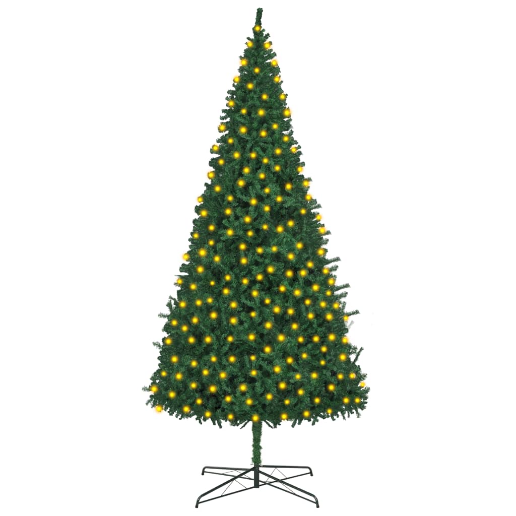 vidaXL Изкуствена коледна елха с LED лампички, 400 см, зелена