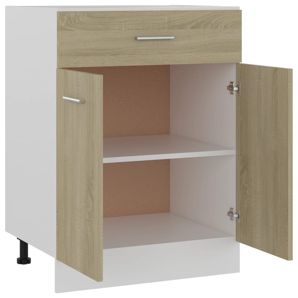 vidaXL Долен шкаф с чекмедже, дъб сонома, 60x46x81,5 см, ПДЧ